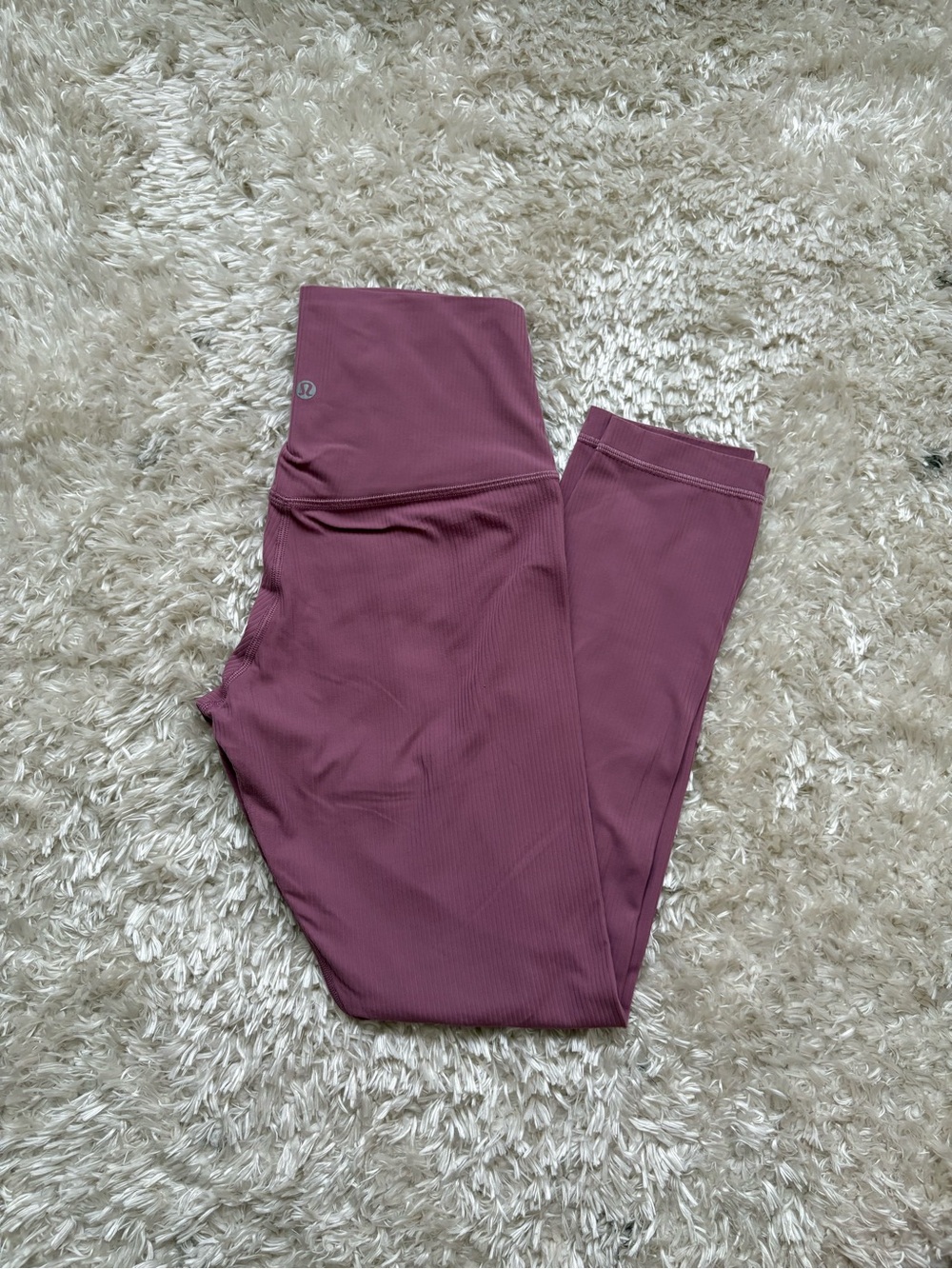 lululemon athletica Pink Dusty Rose Mauve Ribbed High-Rise Leggings 25” Seam